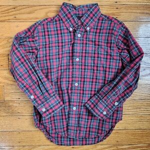 Ralph Lauren Red & Green Plaid Cotton Oxford Shirt boy 3T